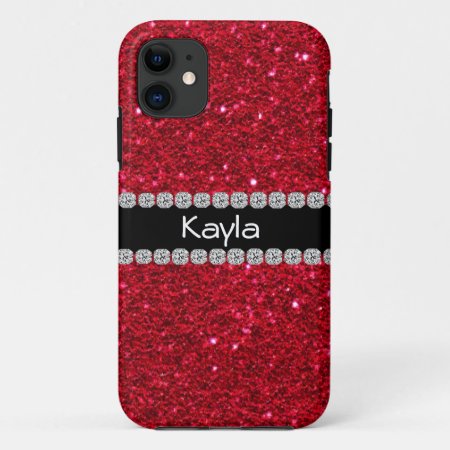 Classy Personalized Red Bling  Iphone  5 Case