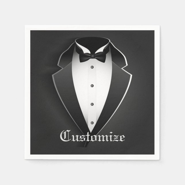Classy Personalized Tuxedo Napkins (Front)