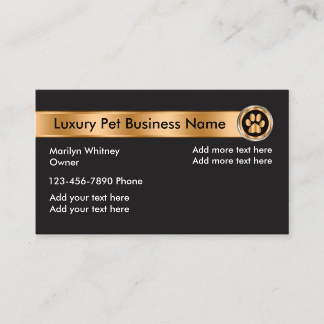Classy Pet Business Or Service Business Card (Front)