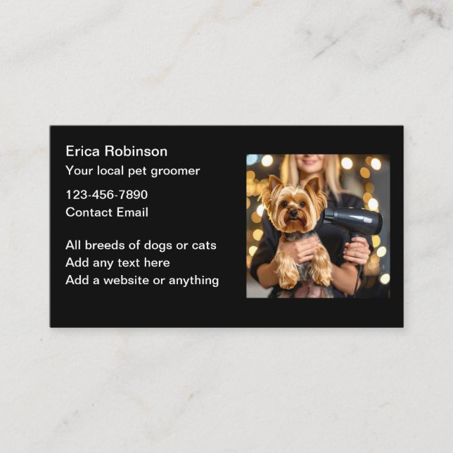 Classy Pet Grooming Business Cards Design (Front)