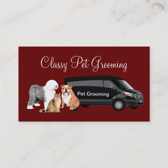Classy Pet Grooming Services Business Card (Front)