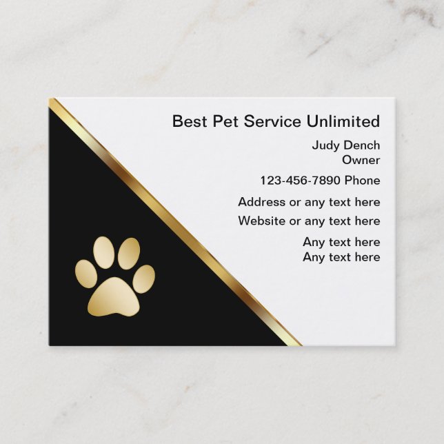 Classy Pet Service Business Cards (Front)