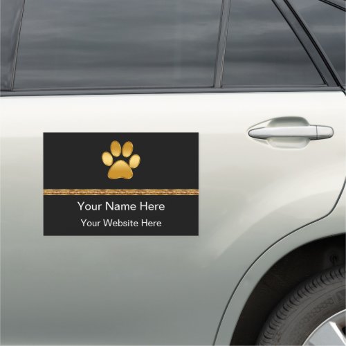 Classy Pet Service Gold Paw Print Car Magnet