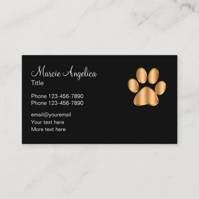 Classy Pet Service Theme Business Card (Front)