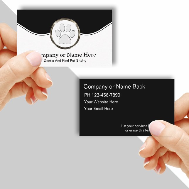 Classy Pet Sitting Business Cards (Creator Uploaded)