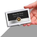 Classy Pet Theme Business Card Case<br><div class="desc">Pet theme business card cases in a classy design with silver and gold colored design elements including a paw print symbol and text space you can personalize to suit your pet themed business. Think of this as a business card case template for a pet sitter, pet salon, or any pet...</div>
