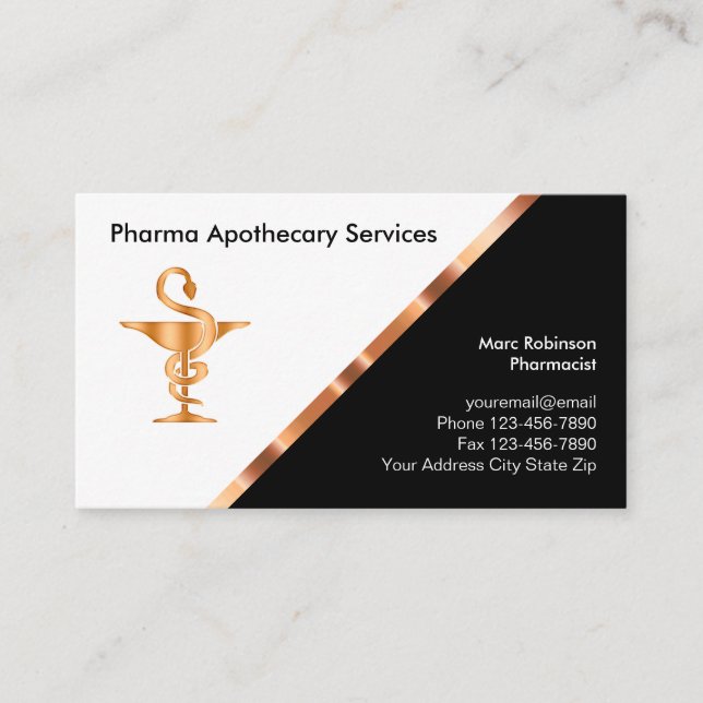 Classy Pharmaceutical Apothecary Business Cards (Front)