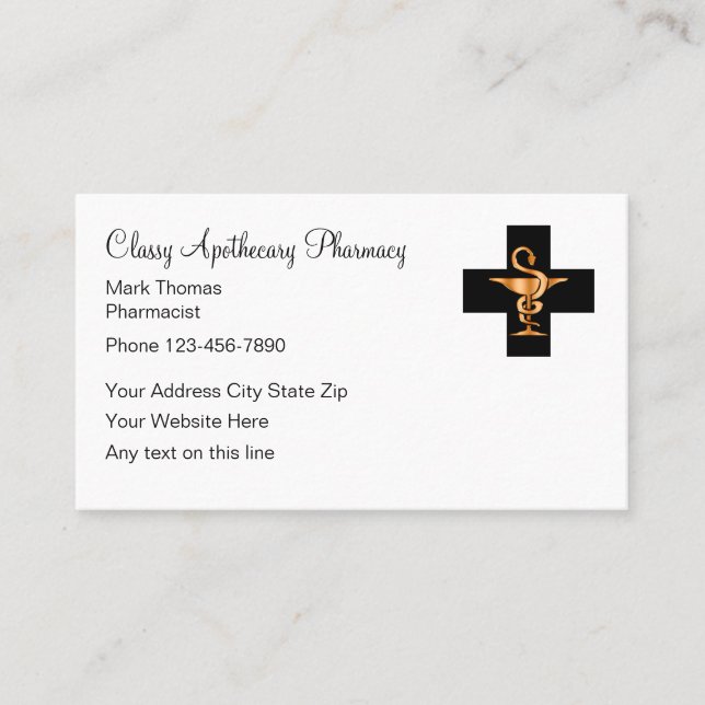Classy Pharmacy Apothecary Pharmacist Business Card (Front)