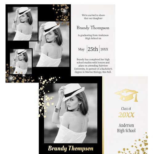 Classy Photo Collage Graduation Announcement