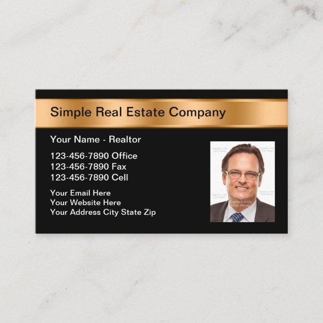 Classy Photo Real Estate Business Cards (Front)