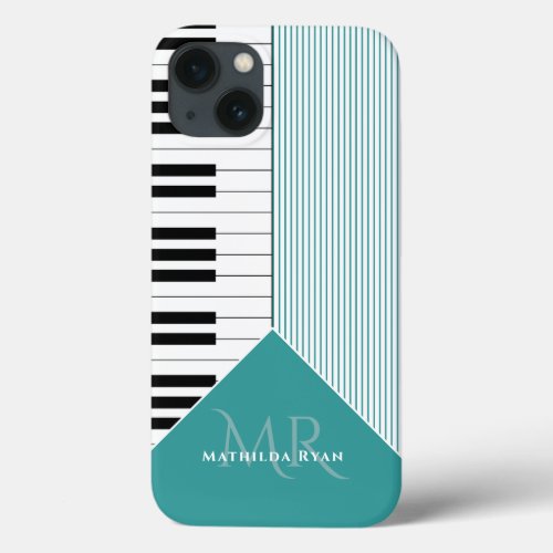 Classy Piano Keys  Aqua Blue iPhone 13 Case