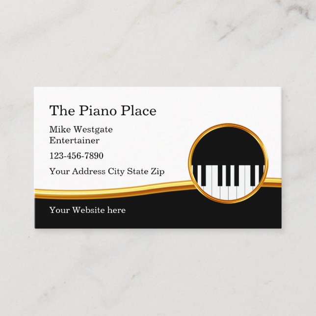 Classy Piano Keys Musical Theme Business Card (Front)