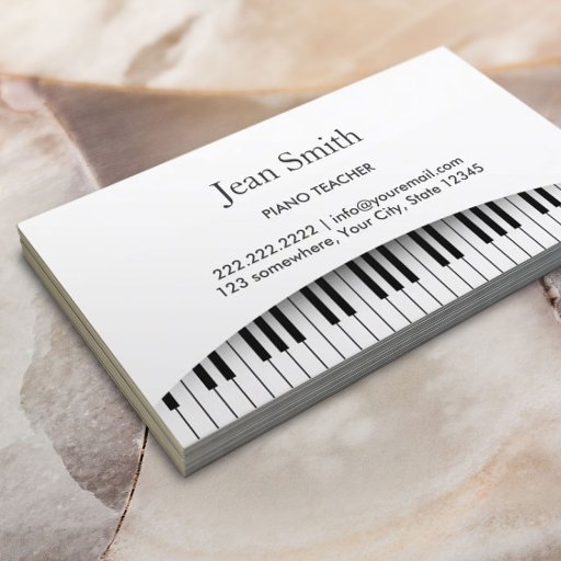 Customizable Classy Piano Keys Piano Teacher Business Card
