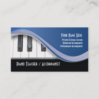 Classy Piano Teacher Business Card by lovescolor at Zazzle
