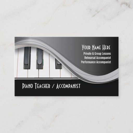 Customizable Classy Piano Teacher Business Card