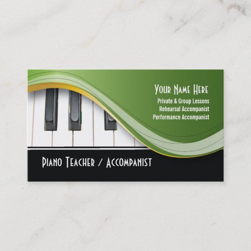 Customizable Classy Piano Teacher Business Card