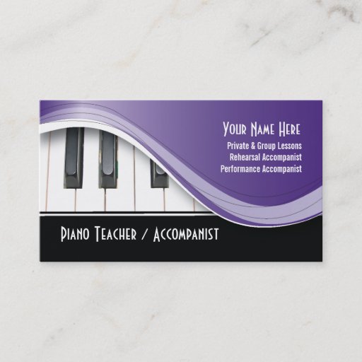 Customizable Classy Piano Teacher Business Card