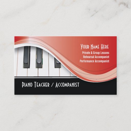 Customizable Classy Piano Teacher Business Card
