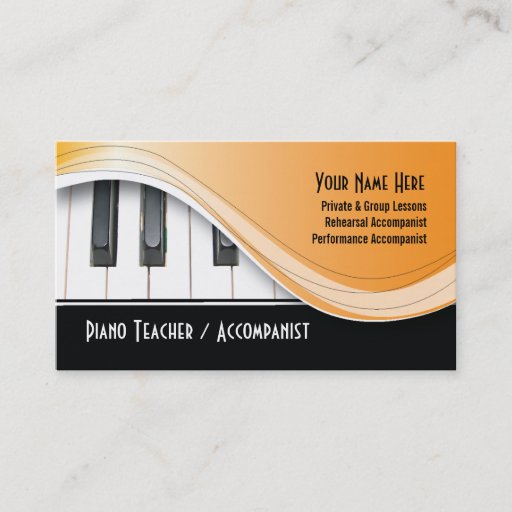 Customizable Classy Piano Teacher Business Card