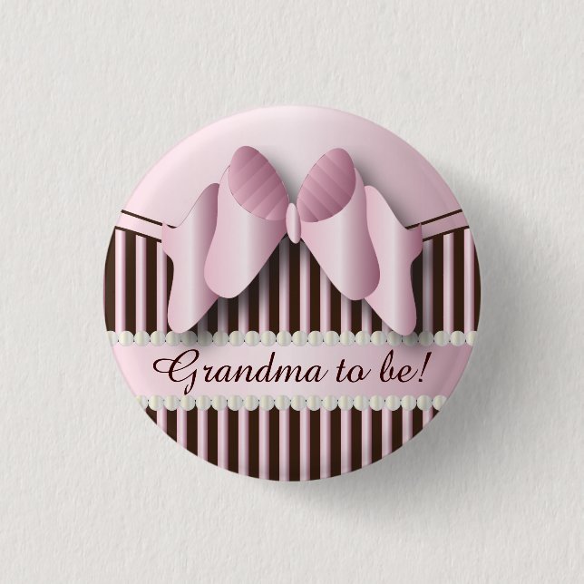 Classy Pink and Brown Stripes Pinback Button (Front)
