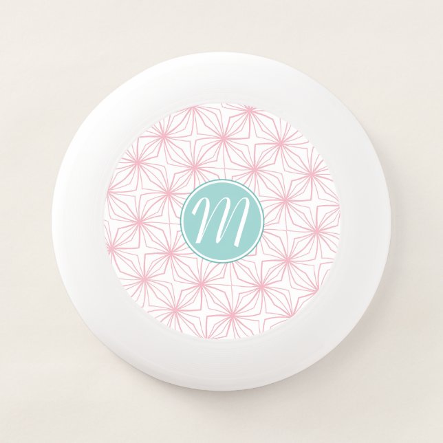 Classy Pink and Teal Monogram Wham-O Frisbee (Front)