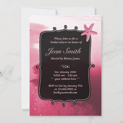 Classy Pink Beach Starfish Bridal Shower Invite