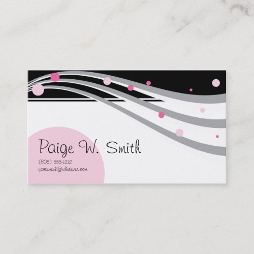 Classy Pink Black Grey business card