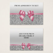Classy Pink Bow & Silver Glitter Prom Admission (Front & Back)