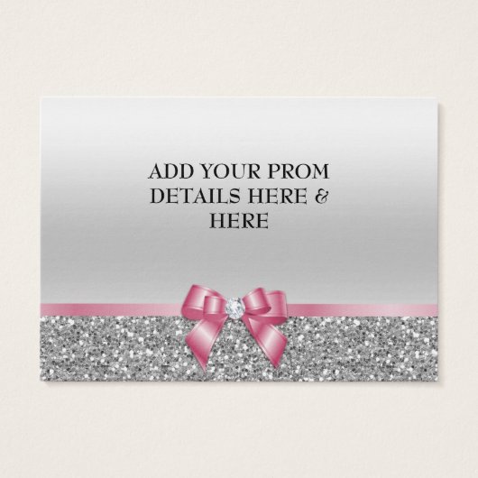 Classy Pink Bow & Silver Glitter Prom Admission (Back)