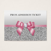 Classy Pink Bow & Silver Glitter Prom Admission (Front)