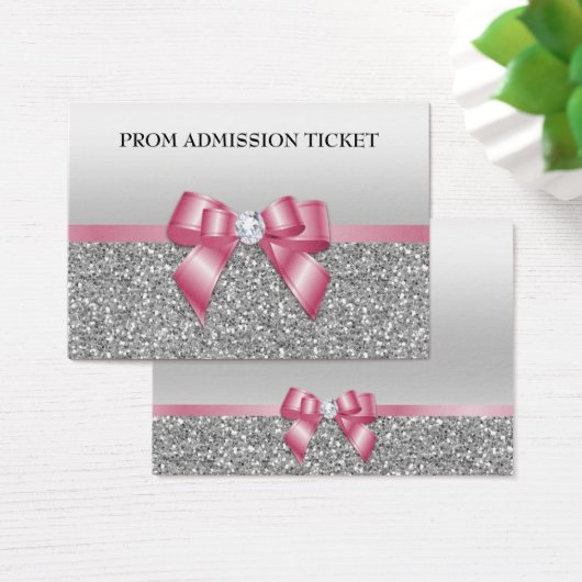 Classy Pink Bow & Silver Glitter Prom Admission (Desk)