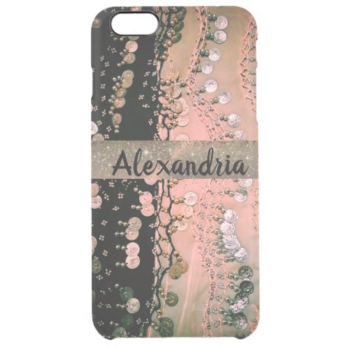 Classy Pink Coral and Black Gypsy Scarf      Clear iPhone 6 Plus Case