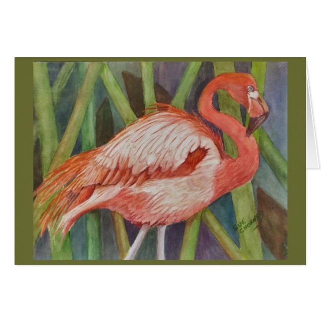 CLASSY PINK FLAMINGO CARDS (Front Horizontal)