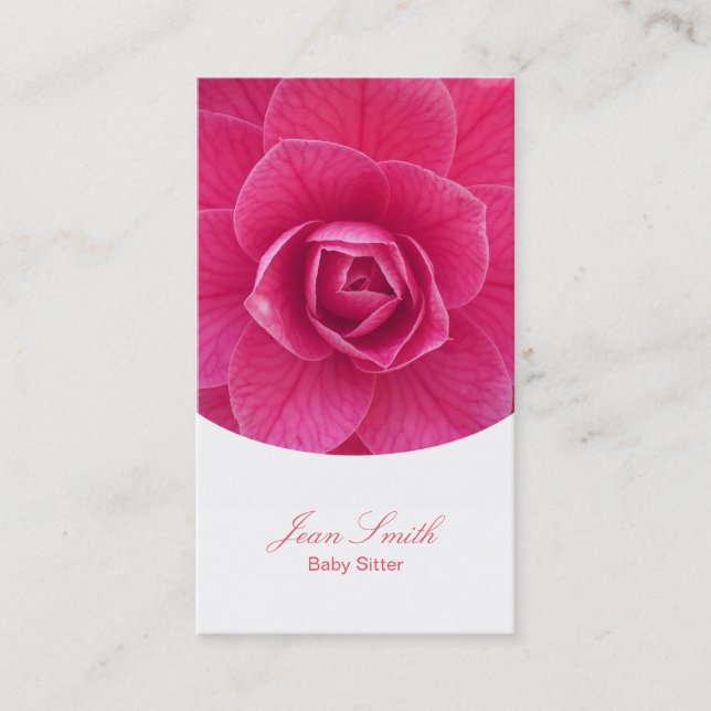 Classy Pink Floral Baby Sitter Business Card (Front)