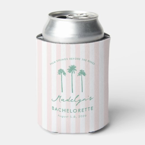 Classy Pink Green Palm Springs Bachelorette Party Can Cooler