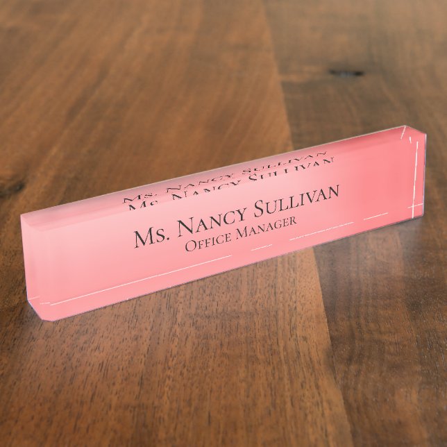 Classy Pink Ombre Desk Name Plate (Side)