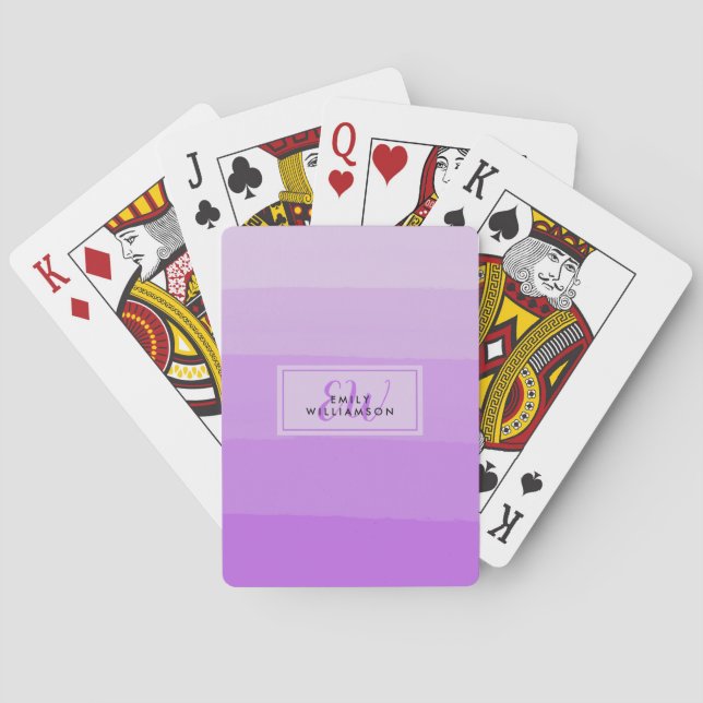Classy Pink Personalized Initial  Poker Cards (Back)