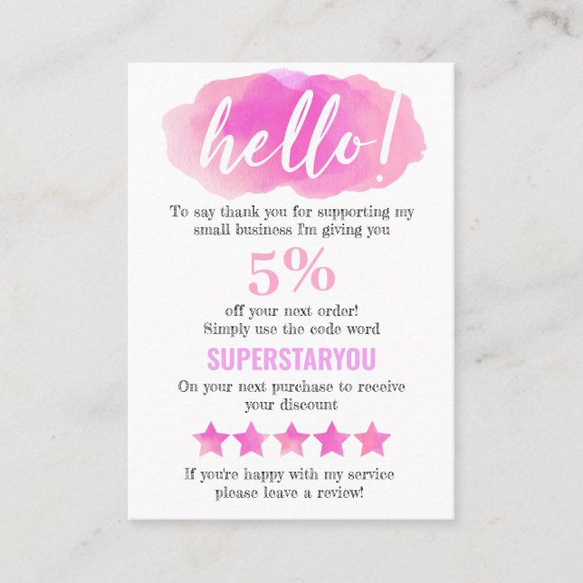 Classy Pink Purple Logo Thank You Social Media Business Card (Front)