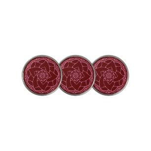 Classy Pink & Red Mandala Golf Ball Marker