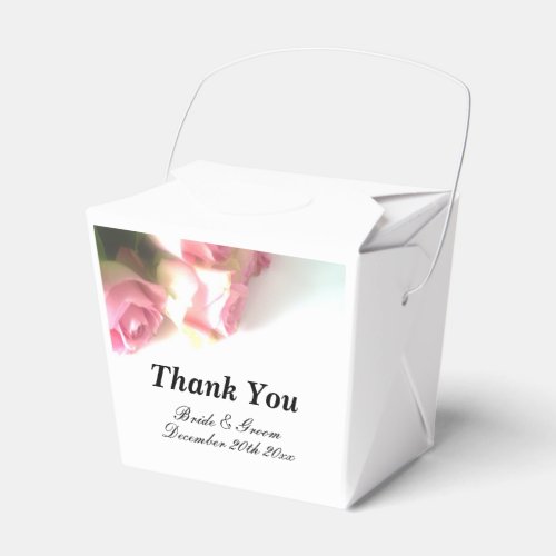 Classy pink rose flower floral theme wedding favor boxes