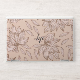 Classy Pink Rose Gold Glitter Floral Line Art HP Laptop Skin