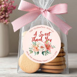 Classy Pink Roses Orchid Flowers Thank You Favor Classic Round Sticker