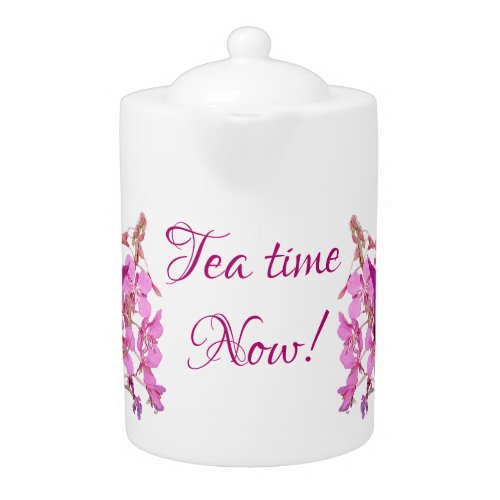 Classy pink Scottish wild flowers boho tea pot