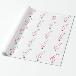 Classy Pink Stethoscope Medical Theme Wrapping Paper
