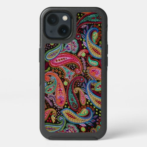 Classy Pink Turquoise Blue Green Paisley Art iPhone 13 Case