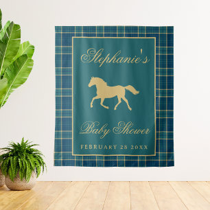 Classy Plaid Horse Equestrian Baby Shower Backdrop