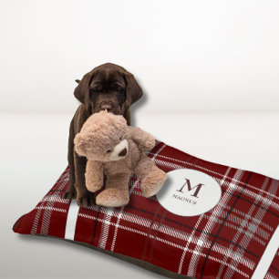 Classy  Plaid Monogram Name Dog Bed