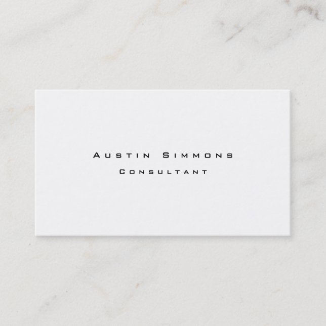 Classy Plain Black White Minimalist Custom Business Card (Front)