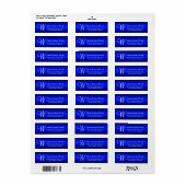 Classy Plain Blue Gradient Monogrammed Wedding Label (Full Sheet)