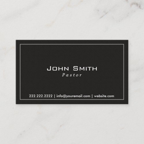 Classy Plain Dark Pastor Business Card